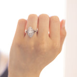 Anello a navette antico in oro bianco 18K con diamanti (0.80ctw ca.), anni '30