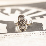 Anello Toi et Moi antico in oro 18K e argento con diamanti, anni '10/'20