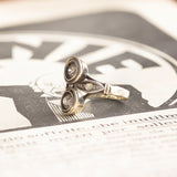 Anello Toi et Moi antico in oro 18K e argento con diamanti, anni '10/'20