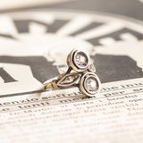 Anello Toi et Moi antico in oro 18K e argento con diamanti, anni '10/'20