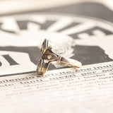 Anello Toi et Moi antico in oro 18K e argento con diamanti, anni '10/'20