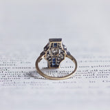 Anello Art Déco in oro 18K con diamanti (0.60ctw ca.) e zaffiri (0.25ctw ca.), anni '30