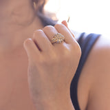 Anello vintage in oro 14K con diamanti, anni '60