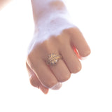 Anello vintage in oro 14K con diamanti, anni '60