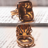 Bague cocktail vintage en or 14 carats avec quartz citrine, années 40/50