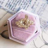 Anello vintage in oro 14K con rubini e diamanti (0.32ctw ca.), anni '70