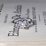 Anello antico in oro bianco 18K con diamanti (centrale da 0.35ct), anni '40 - Antichità Galliera