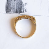 Anello da uomo antico in oro 18K con zaffiri e diamante centrale, primi del '900