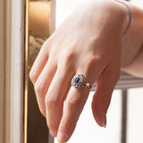 Anello antico in oro 18K con zaffiro e diamanti, anni '40 - Antichità Galliera