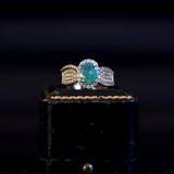 Anello vintage in oro 14K con opale (1.2ct ca.) e diamanti, anni '70