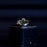 Anello vintage in oro 14K con opale (1.2ct ca.) e diamanti, anni '70