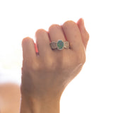 Anello vintage in oro 14K con opale (1.2ct ca.) e diamanti, anni '70