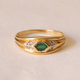 18K gold band ring with emerald, 60s / 70s