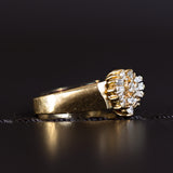 Fede con cuore vintage in oro 14K e diamanti, anni '60