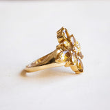 Bague vintage en or 14 carats avec quartz citrine, 1960