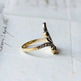 Anello vintage in oro 18K, diamanti e zaffiri, anni '50