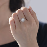 Anello vintage in oro bianco 18K con diamanti (centrale di 0.40ct ca.), anni '60