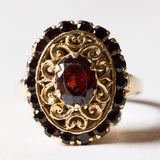 Anello vintage in oro 18K con granati, anni ‘60