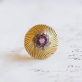 Anello vintage in oro 18K con diamante e rubini, anni '40/'50