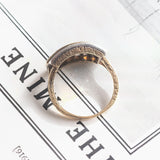 Anello vintage in oro 18K con diamanti e zaffiri, anni '40/'50