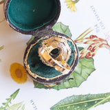 18K gold and silver ring with emerald and diamonds, 1940s