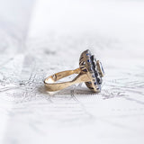 Vintage ring in 12K gold and silver with sapphires and diamonds, 60s / 70s