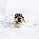 Vintage ring in 12K gold and silver with sapphires and diamonds, 60s / 70s