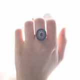 Vintage ring in 12K gold and silver with sapphires and diamonds, 60s / 70s