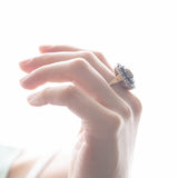 Vintage ring in 12K gold and silver with sapphires and diamonds, 60s / 70s