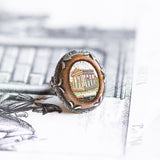 Bague ancienne en or 12 carats et argent, avec micromosaïque et aventurine, première moitié du XIXe siècle (1801-1850)