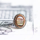 Bague ancienne en or 12 carats et argent, avec micromosaïque et aventurine, première moitié du XIXe siècle (1801-1850)