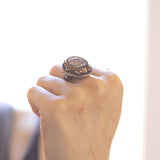 Bague ancienne en or 12 carats et argent, avec micromosaïque et aventurine, première moitié du XIXe siècle (1801-1850)