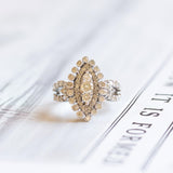 Anello navette in oro bianco 18K con diamanti (2.5ctw ca.), anni '80/'90