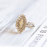 Anello navette in oro bianco 18K con diamanti (2.5ctw ca.), anni '80/'90