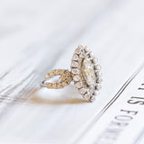 Anello navette in oro bianco 18K con diamanti (2.5ctw ca.), anni '80/'90