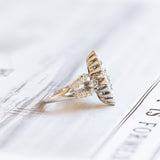 Anello navette in oro bianco 18K con diamanti (2.5ctw ca.), anni '80/'90