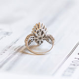 Anello navette in oro bianco 18K con diamanti (2.5ctw ca.), anni '80/'90