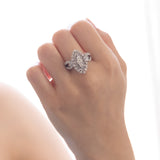 Anello navette in oro bianco 18K con diamanti (2.5ctw ca.), anni '80/'90