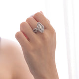 Anello navette in oro bianco 18K con diamanti (2.5ctw ca.), anni '80/'90