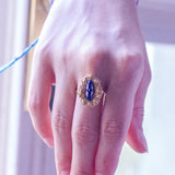 Anello antico francese in oro 18K con smalti blu, anni '40 - Antichità Galliera