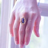 Anello antico francese in oro 18K con smalti blu, anni '40 - Antichità Galliera