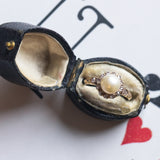 Antique 18K gold ring with pearl and diamonds, early 1900s