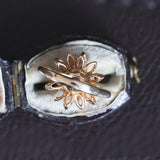 Anello vintage in oro 14K con perle e diamante centrale, anni '50/'60