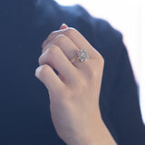 Anello antico in oro 18K e argento con diamanti di taglio rosetta, primi del '900