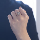 Anello antico in oro 18K e argento con diamanti di taglio rosetta, primi del '900
