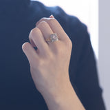 Anello antico in oro 18K e argento con diamanti di taglio rosetta, primi del '900