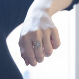 Anello antico in oro 18K e argento con diamanti di taglio rosetta, primi del '900