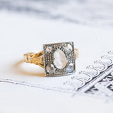 Anello antico in oro 18K e argento con diamanti di taglio rosetta, primi del '900