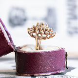 Bague vintage en or 14 carats avec diamants taillés en brillant, 1970