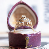 Bague vintage en or 14 carats avec diamants taillés en brillant, 1970